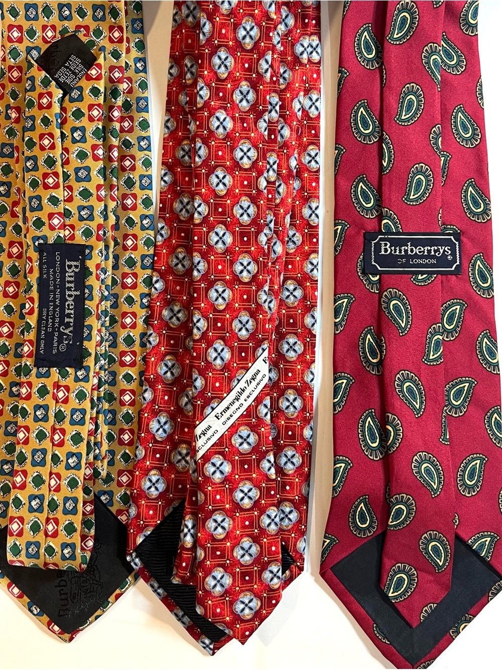 2 Burberry and 1 Zegna Silk Tie Trio $60 good condition